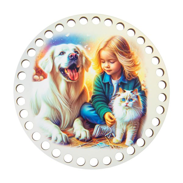 Набор донышек для вязания Матовый фанера ⌀15х0.4 см, 2 шт, 01 Друзья, Love2art ДВ-02