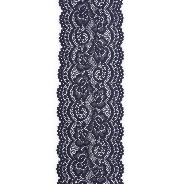Кружево эластичное (стрейч) 100 мм / 3 метра, C147 индиго