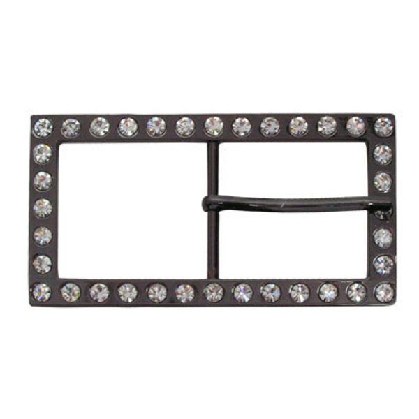 Пряжка ременная металл 100х53 мм, 2 шт, со стразами, 06 черн.никель (прозрачный), Micron GB 1344