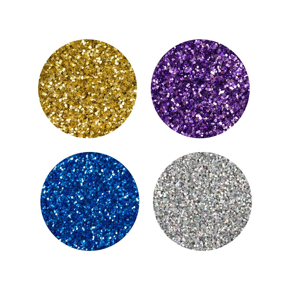 Блестки декоративные в баночках ассорти 0.2 мм, 4 уп. по 20 г, №01, Love2art Набор ассорти GFC-128