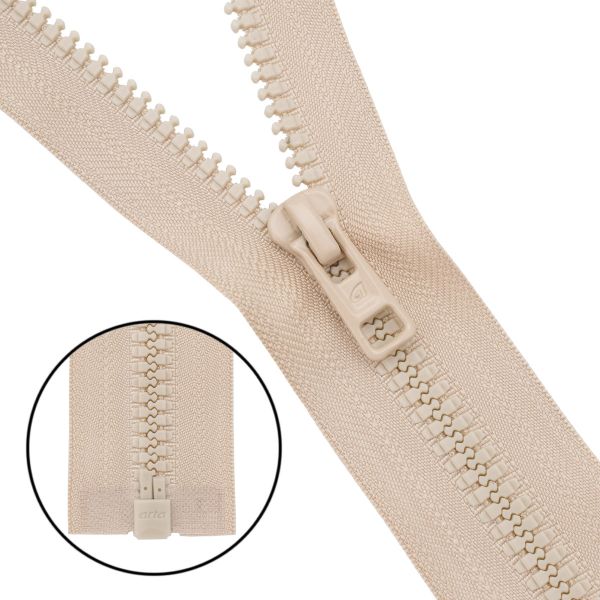 Молния трактор Arta Т6 (6 мм) 1 зам., разъем., 55 см, (2076), A371 св.бежевый, НОВЫЙ МАТОВЫЙ ЗАМОК, уп.50 штук