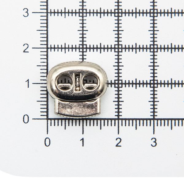 Фиксатор (зажим) для шнура пластик 2 отв., ⌀4.0 мм, 17х16 мм, плоский, под металл (никель), 200 шт