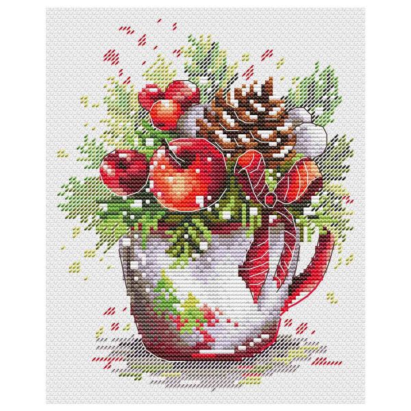 Набор для вышивания нитками МП Студия, Новогодняя композиция, 14х18 см