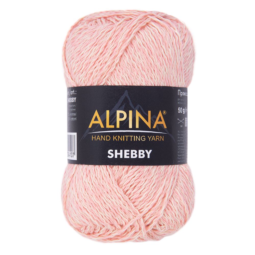 Пряжа Alpina Shebby / уп.10 мот. по 50г, 150м, 07 кремовый-коралловый