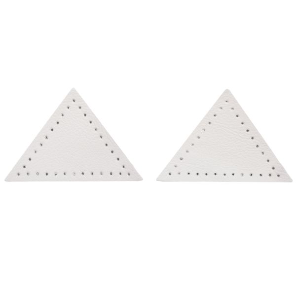 Заплатки пришивные из кожи, треугольник равнобедр., стор. 5см, с перфорацией, 2 шт, 100% кожа, 08 белый, 9901