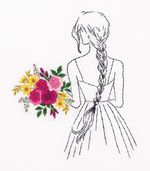 Набор для вышивания нитками Panna, Живая картина, Девушка с Букетом, 15х17,5 см