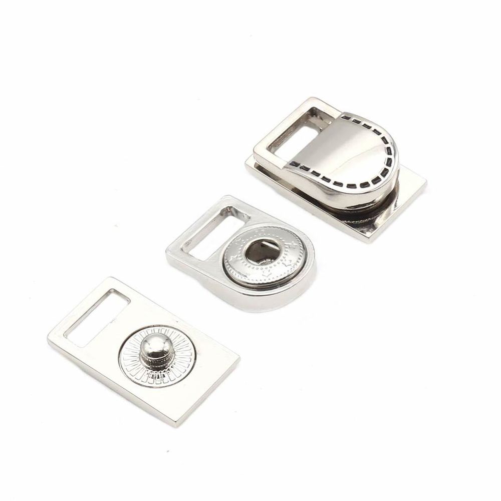 Застежка с кнопкой 10,5мм никель/цв. черный отстрочка мет, 4 шт