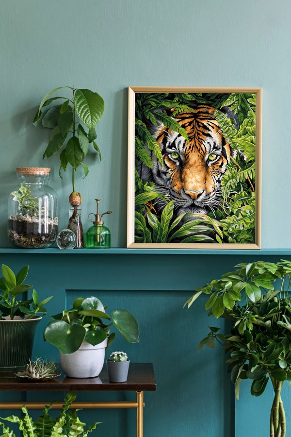 Картина по номерам Фрея PNB/PLC-274, Затаившийся тигр, (цветной холст) 50х40 см