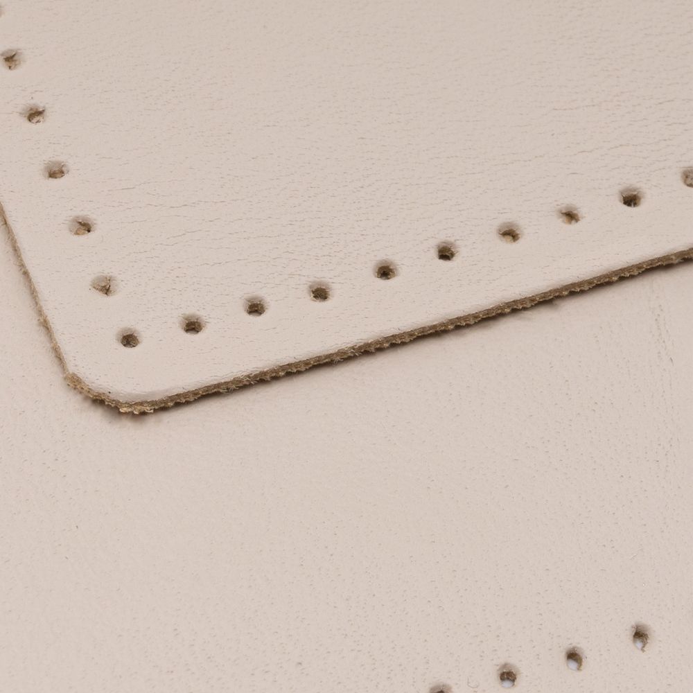 Заплатки пришивные из кожи, прямоугольник 6х9,6см с перфорацией, 2 шт, 100% кожа, 06 бежевый, 9113