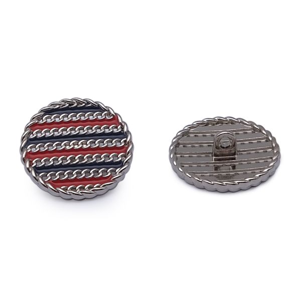 Пуговицы на ножке Твидовая 36L (23мм), металл (Blue/Red (синий/красный/серебро)), ME-651, 36 шт