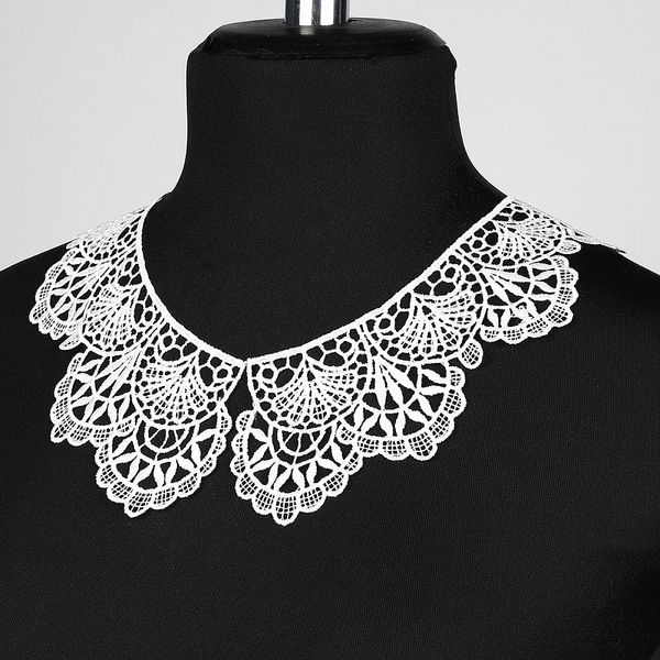 Пришивной кружевной воротник гипюр арт.TR.24GY10 23см цв.белый уп.50 комп, Kruzhevo