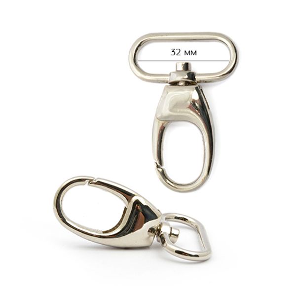 Карабин металл 32.0 мм (in), AX03.4, цв. никель уп. 2 шт