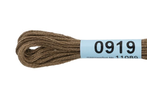 Мулине Gamma 100% хлопок, цв.0919 т.сер-хаки, 24 мотка по 8 метров