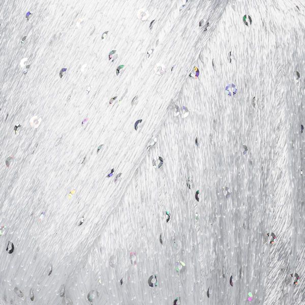 Пряжа Люблю вязать Пайетки / уп.2 мот. по 50 г, 260 м, 174 белый/AB серебро