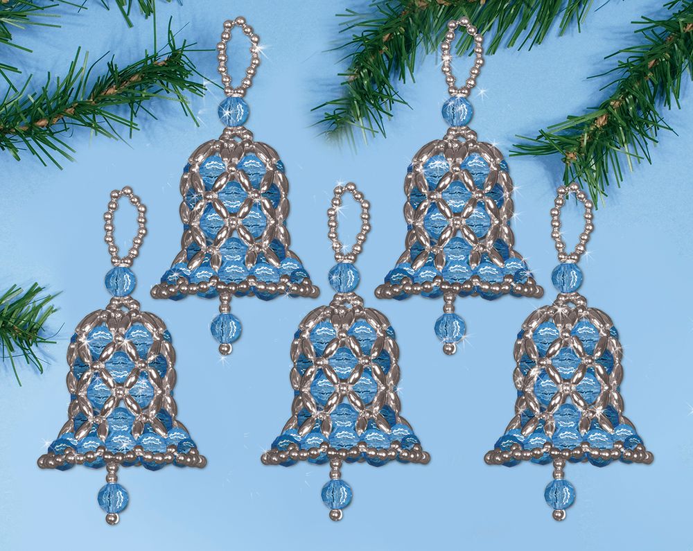 Design Works, елочное украшение Голубые колокольчики, 4.5х4.5х6 см