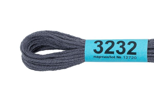 Мулине Gamma 100% хлопок, цв.3232 серый, 24 мотка по 8 метров