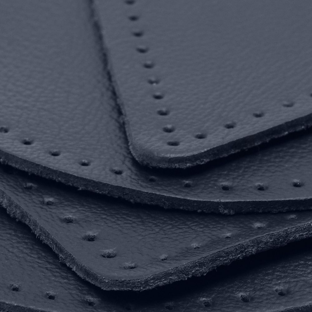 Набор заплаток пришивных из кожи, круг, квадрат, треугольник, овал 8см, с перфорацией, 4 шт (05 темно-синий), 9743