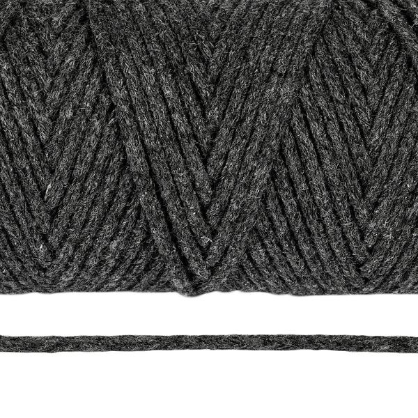 Шнур круглый х/б ⌀3.0 мм / 100 метров, 2203 т.серый