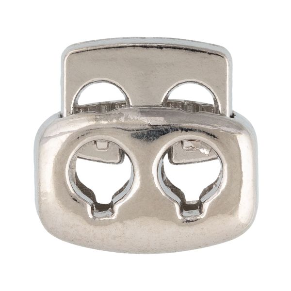 Фиксатор (зажим) для шнура металл 2 отв, ⌀3.5 мм, 12 шт, №04 никель, Micron GB 2006