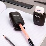 Набор ластик и точилка для карандашей COMPACT + 2 запасных ластика, BYM10140DW черный, Milan, BYM10140DW