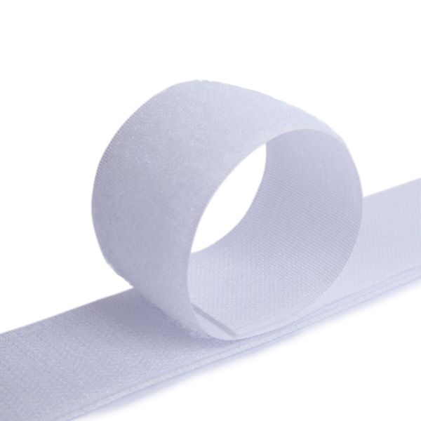 Лента контактная липучка (велкро) пришивная 30 мм / 25 метров, белый, Gamma LG-30, ПАРА (крючок+петля), качество 