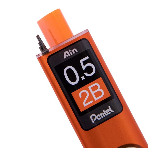 Грифели для карандашей автоматических Pentel Ain Stein 0.5 мм, 40 шт, в тубе, C275-2B 2B