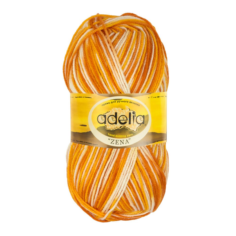 Пряжа Adelia Zena / уп.5 мот. по 100г, 308м, 21 оранжевый-желтый-белый
