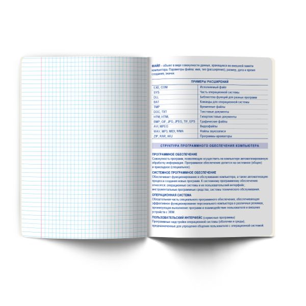 Тетрадь со справ.материал. Архивариус пластик.обл. 320мкм с тис.золот.фольгой. A5 48 л. на скобе 65 г/м², белизна 100% 10 шт, клетка, 01879 Архивариус Информатика, Светоч Т290