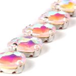 Хрустальные стразы в цапах формы капля, белый с покрытием AB 10х14 мм, 5 шт., АЦ002НН1014