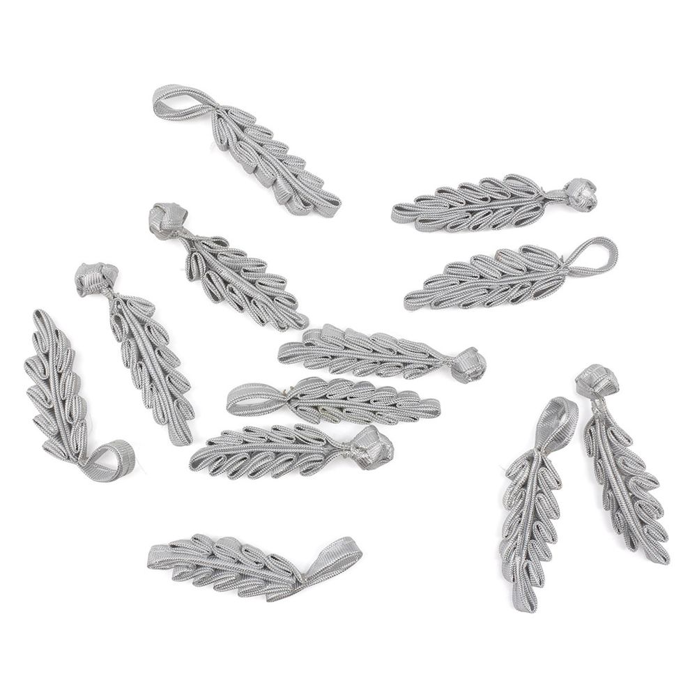 Сутажная застежка, 11 см (серебро), NO.4, 5 шт