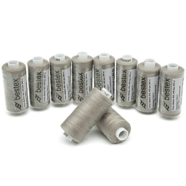 Нитки швейные бытовые Bestex 40/2, 365 м (400 ярд) / 10 кат., 263 пепельно-бежевый