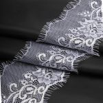 Кружево шантильи (реснички) на сетке 100 мм, белый, 3 метра, S090490