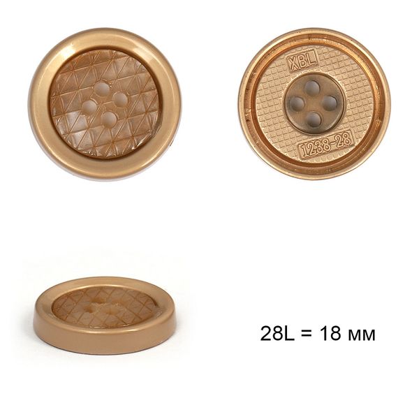 Пуговицы металл 4 прокола 28L = 18 мм, TBY.L-1238-2.7 цв.корич с золотом, 50 шт
