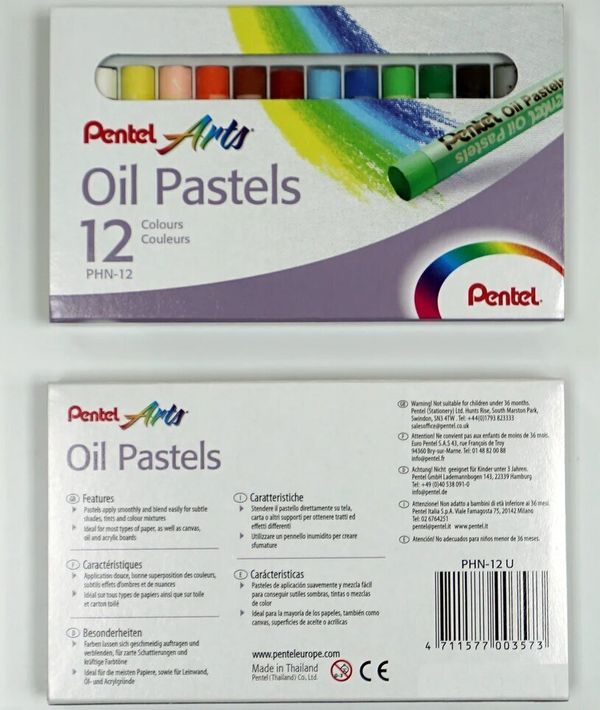 Пастель масляная Pentel в картоне 12 цв, PHN4-12