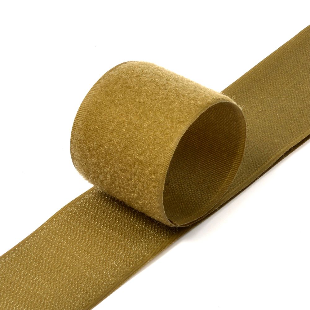 Лента контактная липучка (велкро) пришивная 50 мм / 25 метров, F298 св.хаки, ПАРА (крючок+петля), качество "B"
