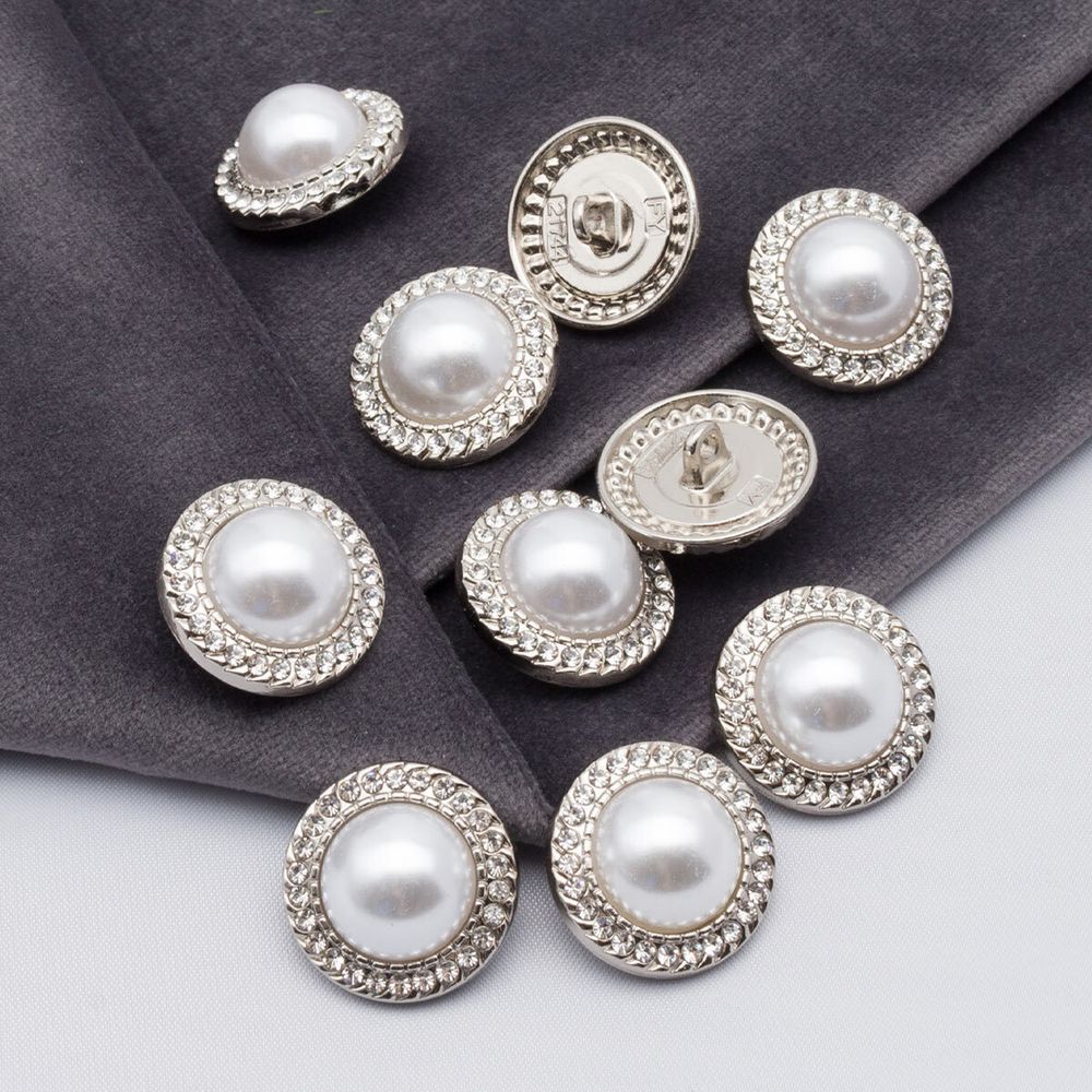 Пуговицы на ножке 32L=20 мм, металл, Silver (серебристый), 10 шт, MP15