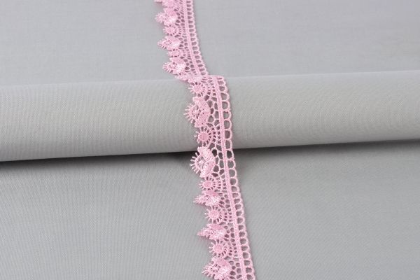 Кружево гипюр (плетёное) 27 мм / 10 м, GP008PI розовый, Gamma GGM-2701