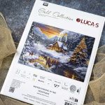 Набор для вышивания нитками Luca-S G721, гобелен Зимний вечер в горах 32х22см