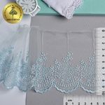 Кружево на сетке широкое 100 мм, диз. 178, цв.07 голубой, уп. 9 м, Kruzhevo
