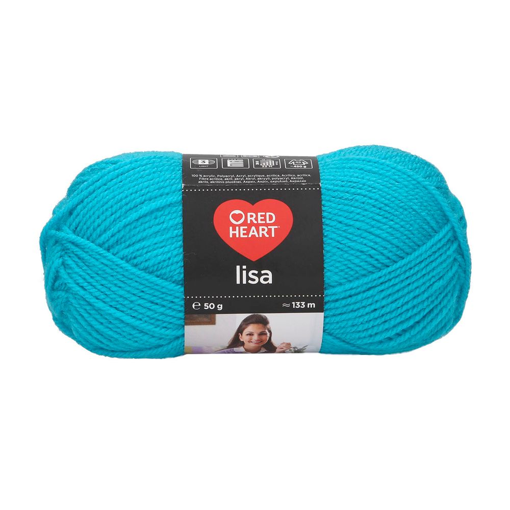 Пряжа Red Heart (Рэд Харт) Lisa / уп.10 мот. по 50 г, 133м, 00199 насыщенный голубой