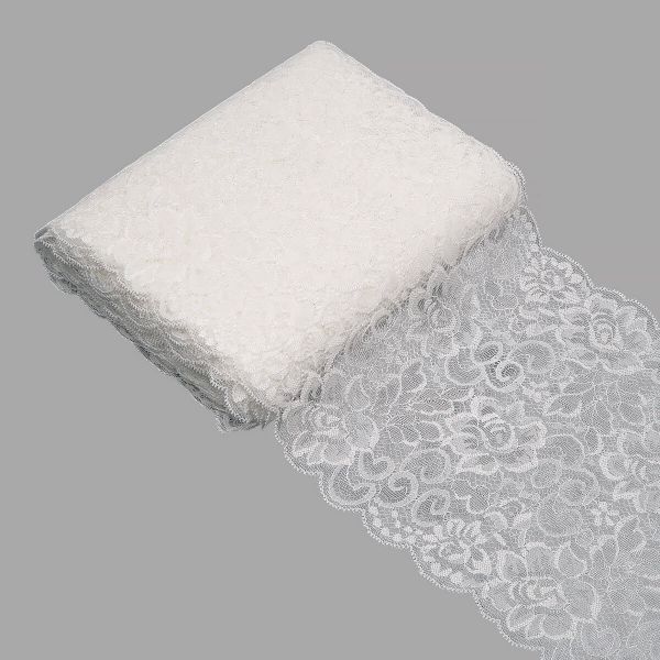 Кружево бельевое эластичное 175 мм / 13.72 метра, белый, 3AR3773