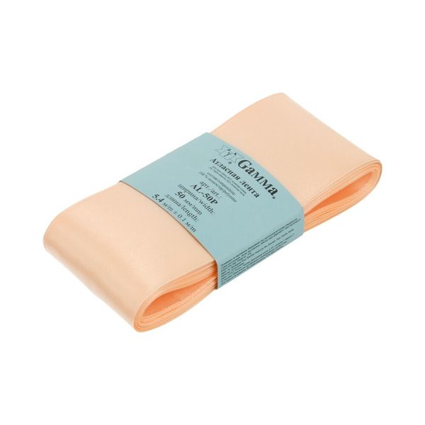 Лента атласная 1-сторонняя 50.0 мм / 5 шт по 5.4 метра, №101 бл-оранжевый, Gamma AL-50P