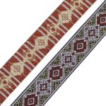 Лента (тесьма) жаккардовая 35.0 мм / 7 метров, золото/коричневый, 4101-1