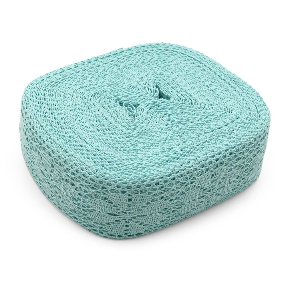 Кружево вязаное (тесьма) хлопковое 60 мм / 25 метров, рис.60.01.178 (мята) С3749Г17