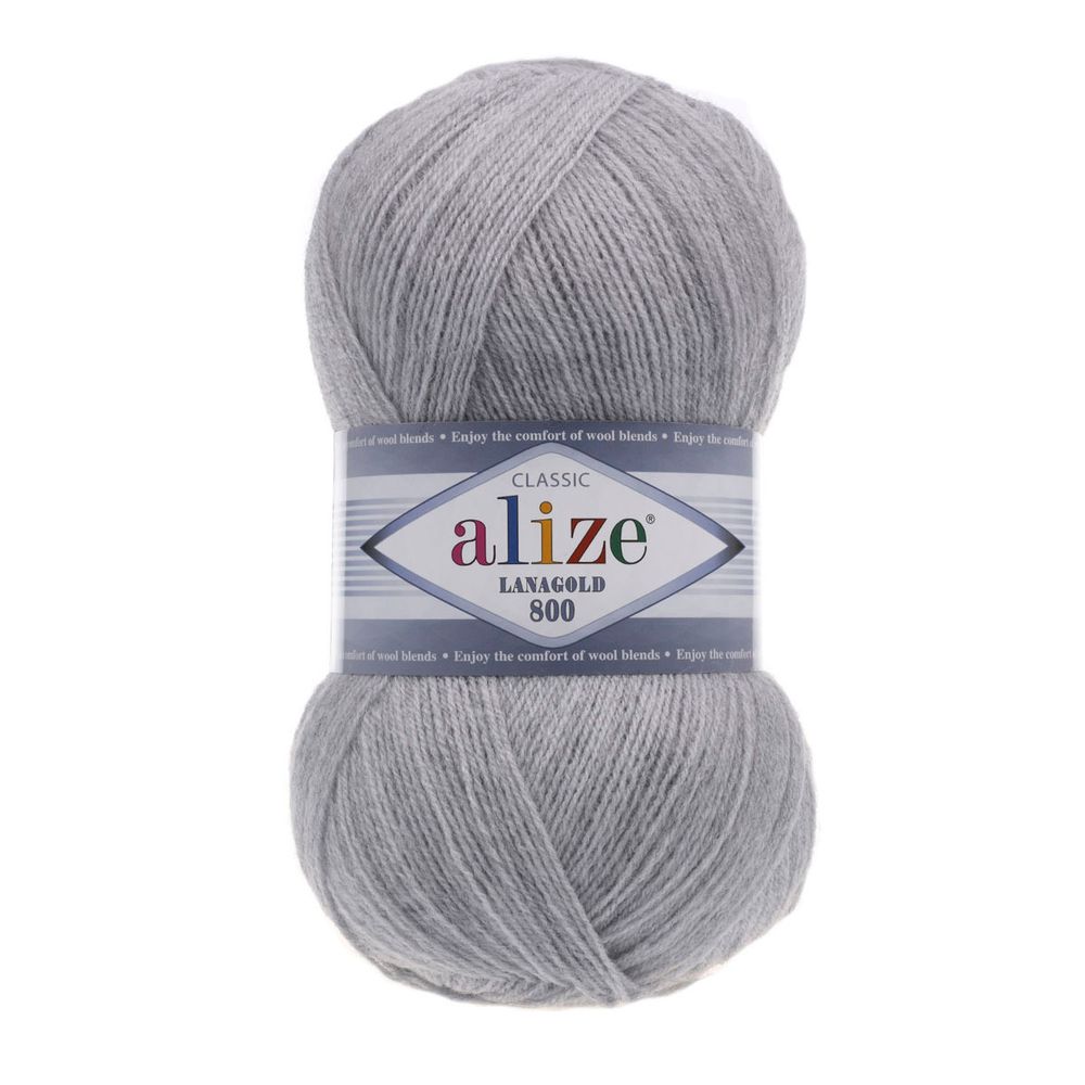 Пряжа Alize (Ализе) Lana Gold 800 / уп.5 мот. по 100 г, 800м, 684 пепельный меланж A