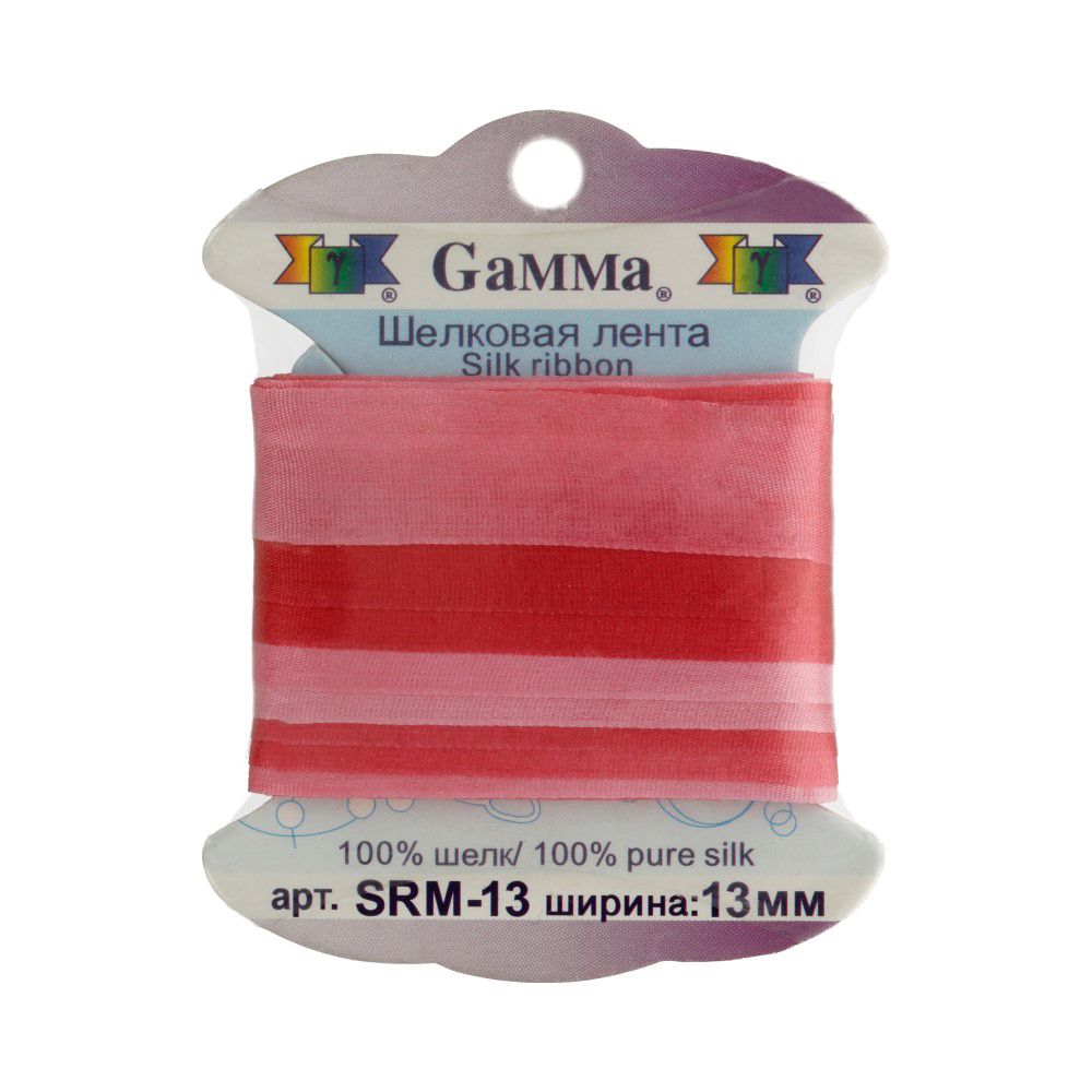 Тесьма шелковая 13 мм, 9.1 м, M045 св.розовый/т.розовый, Gamma SRM-13