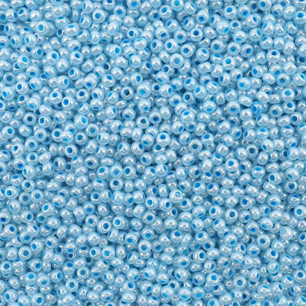 Бисер Preciosa эффект алебастра с блест.покрытием и цв. центром 10/0 (37365), круг.отв., 500гр