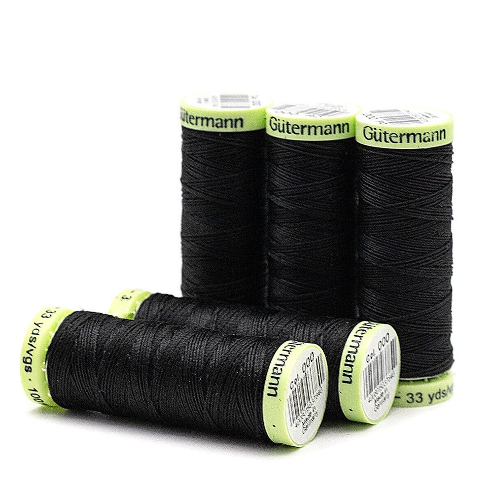 Нитки отделочные Gutermann Top Stitch, 30м, _000 черный, 5 катушек