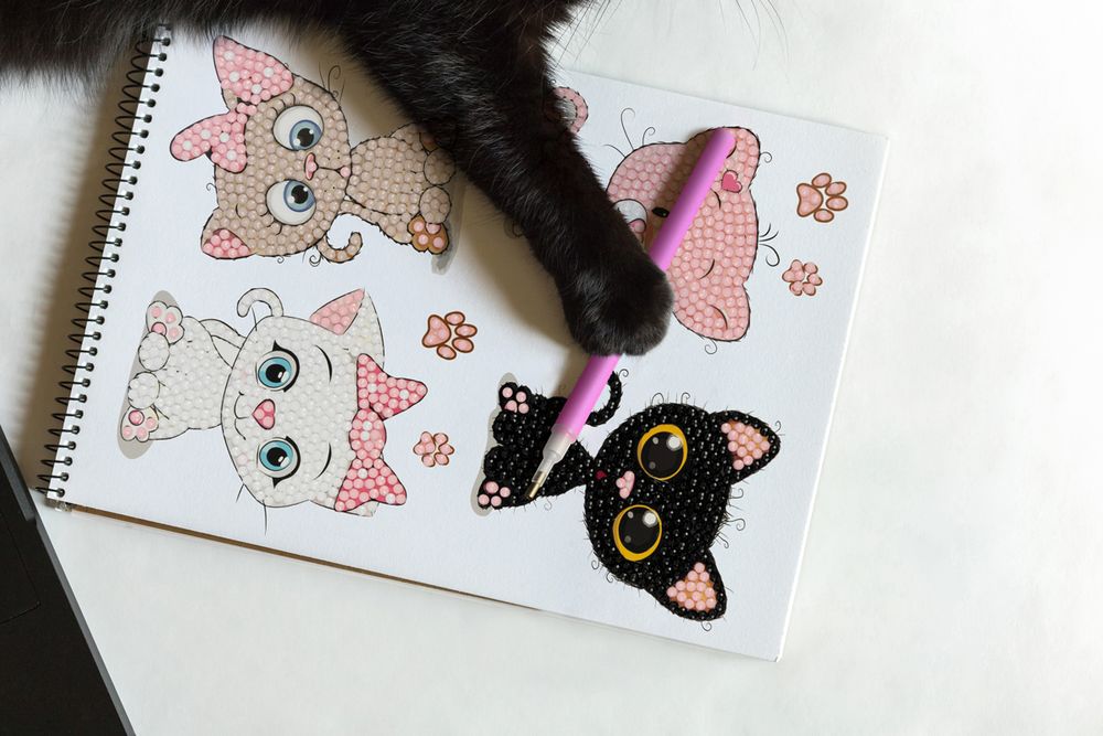 Алмазная (кристальная) мозаика Фрея, наклейки Котята, 7.5х9 см