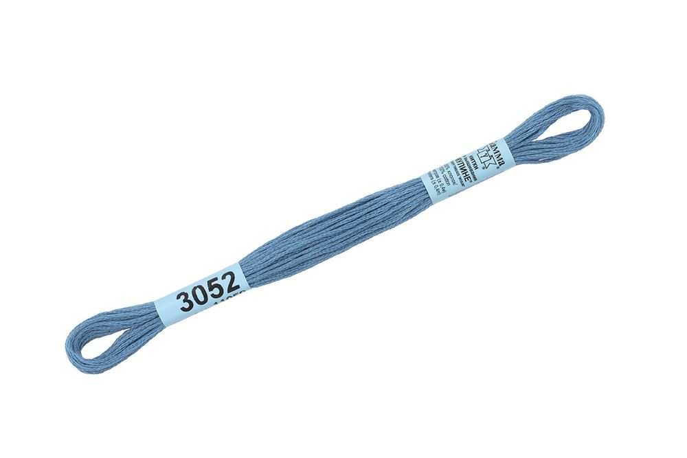 Мулине Gamma 100% хлопок, цв.3052 джинсовый, 24 мотка по 8 метров